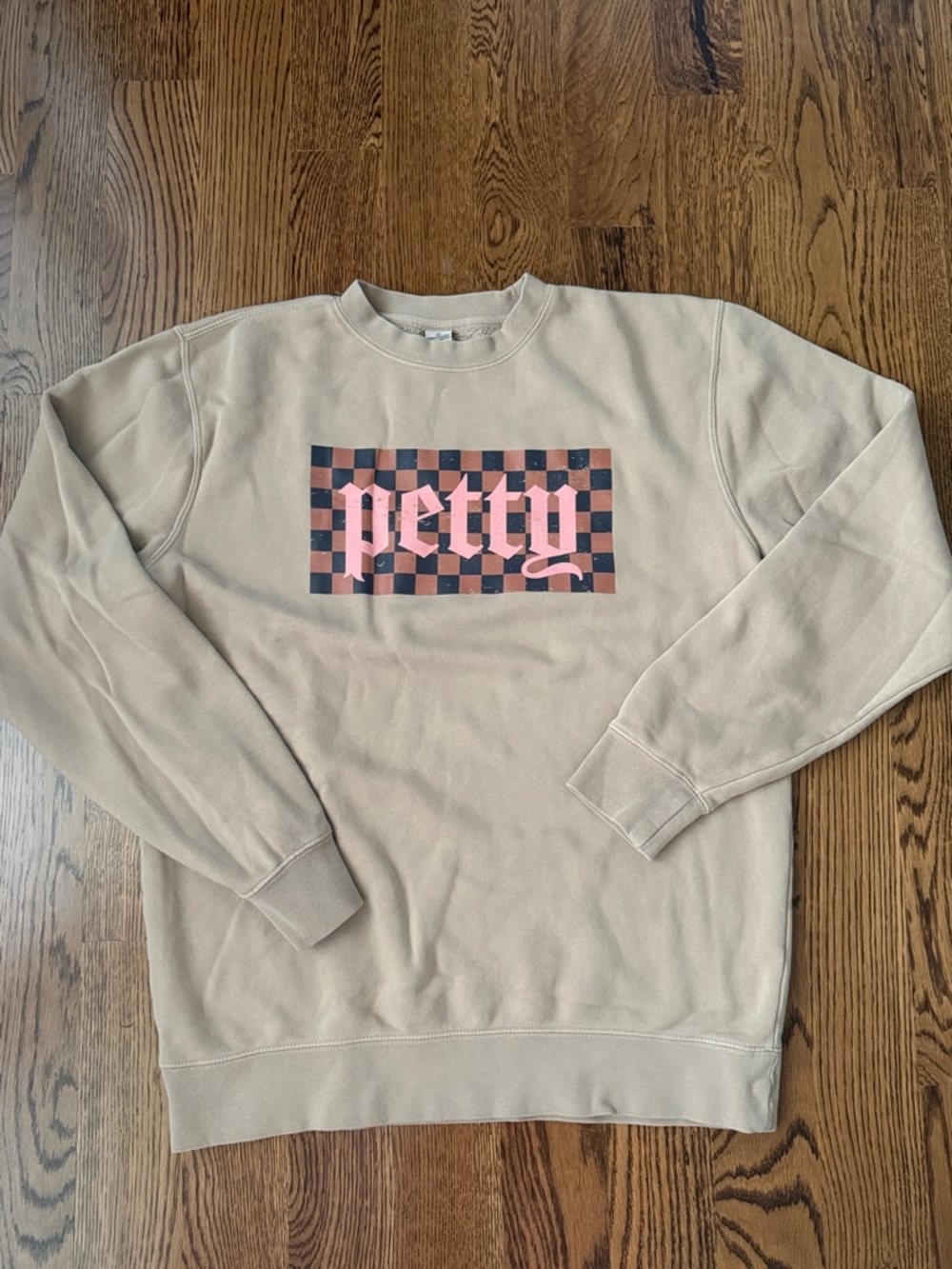 Independent Trading Co. Petty Checkerboard Logo Beige Crewneck Sweatshirt medium
